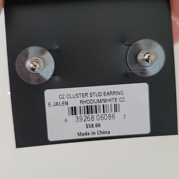 Earrings Cubic Zirconia Nina Silver Toned Earrings NWT #0331 - Picture 6 of 8